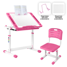 комплект kinderzen arlekino парта + стул + выдвижной ящик + накладка на стол + подставка для книг Kinderzen Arlekino-set-new